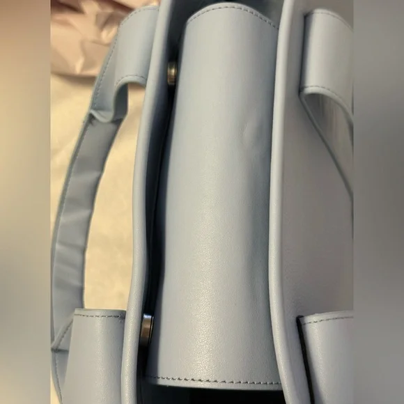 NWT Steve Madden BWEBBER-EL Light Blue Soft Faux Leather Tote w/Adjustable Strap - Picture 10 of 15